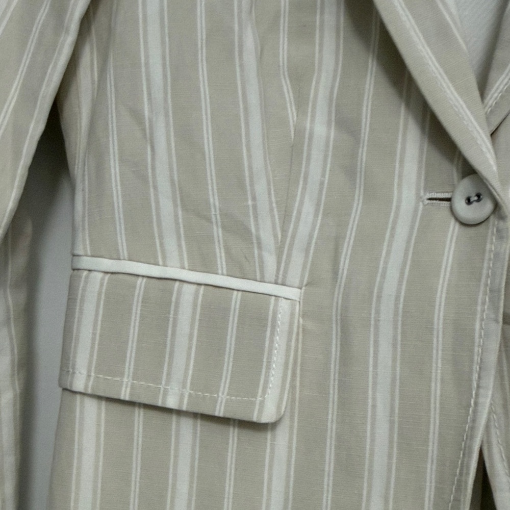 🆕 Massimo Dutti Beige Linen Blend Striped Blazer - Picture 4 of 11
